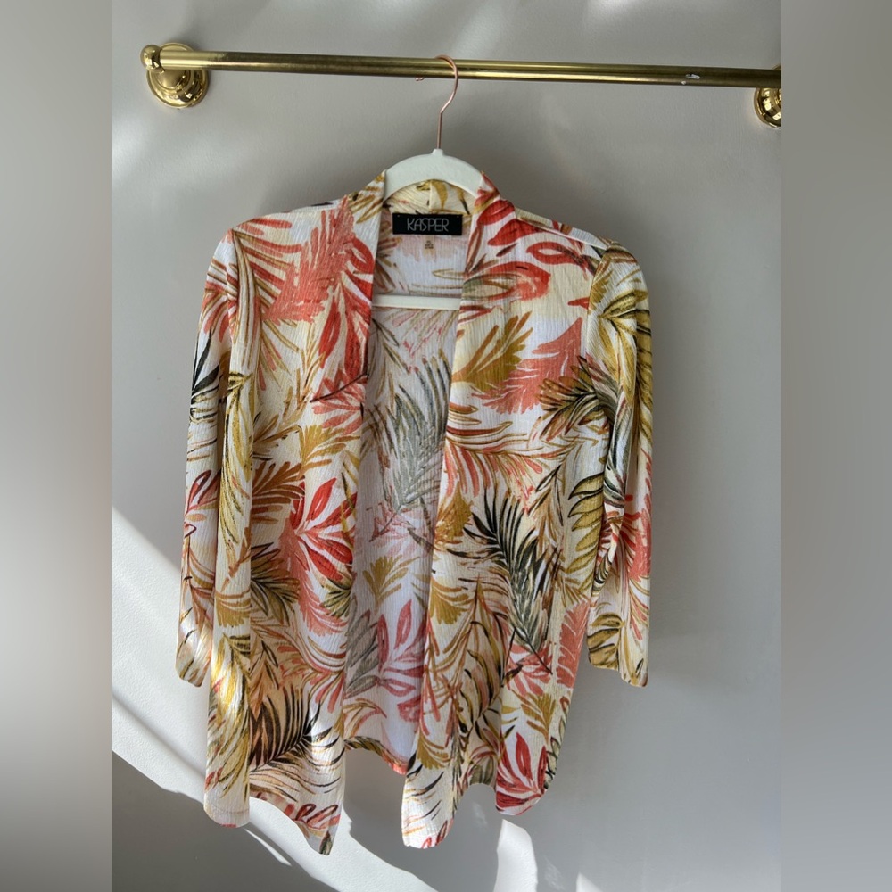white, orange, and green colored leaf pattern cardigan size PS in women’s